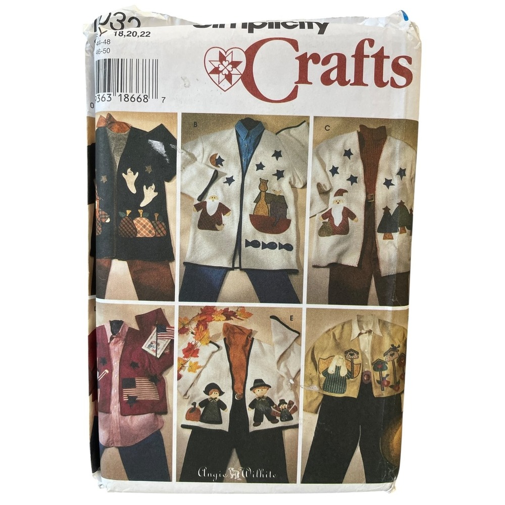 Simplicity 7032 Misses Appliqued Jacket Sizes 18-22 Vintage